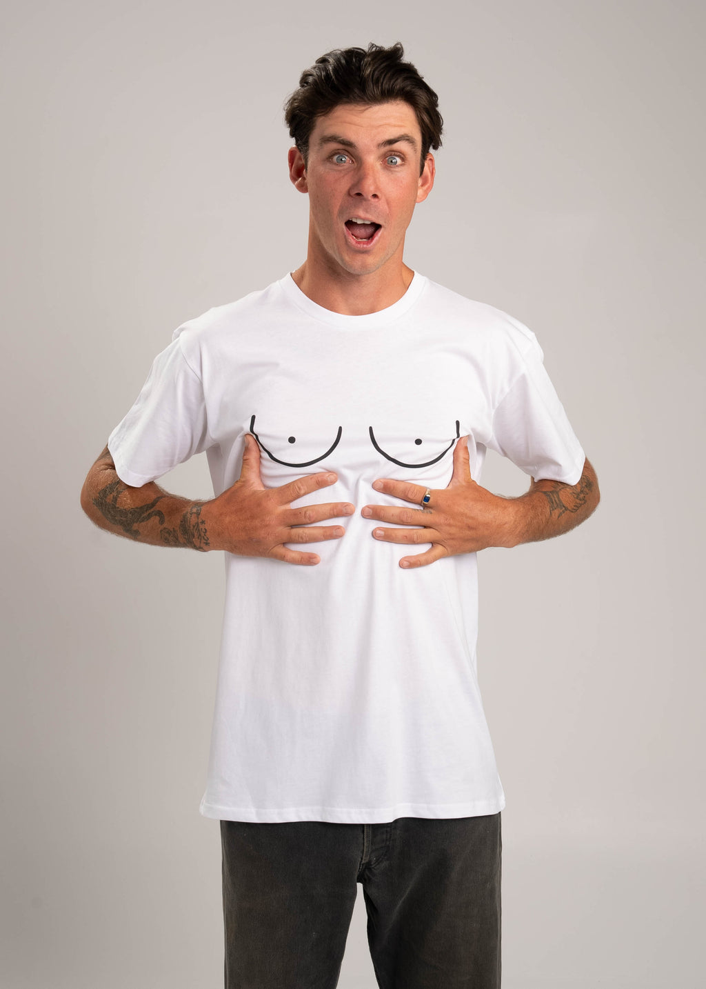 Dr.Moose Byron Bay Funny Boobs Sketch T-Shirt