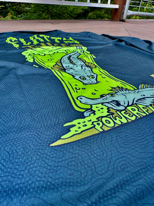 Dr.Moose Powerfish Green Flatty Juice Fishing Jersey Byron Bay