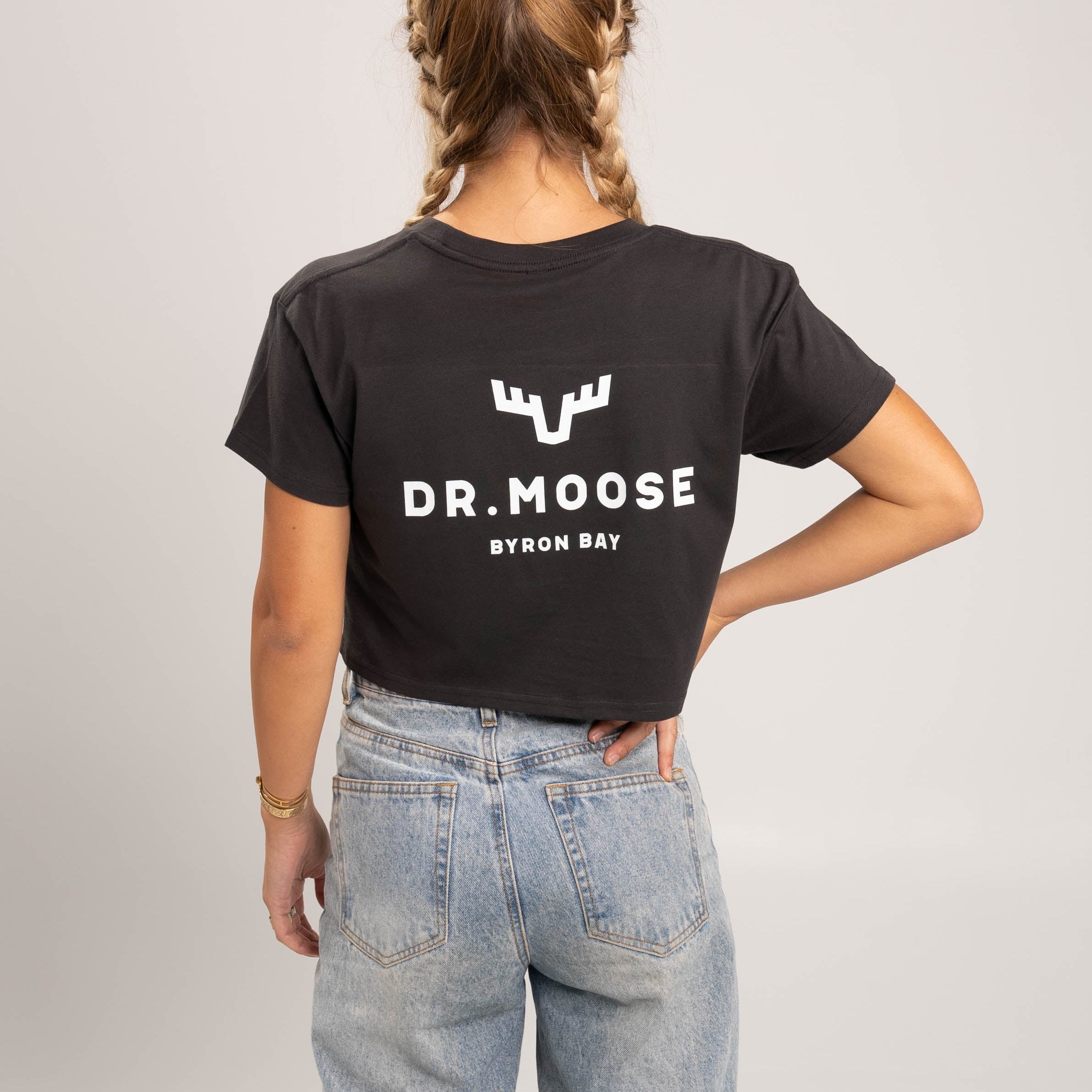 Dr.Moose T-Shirts Crop Dr. Moose Antlers Coal Crop