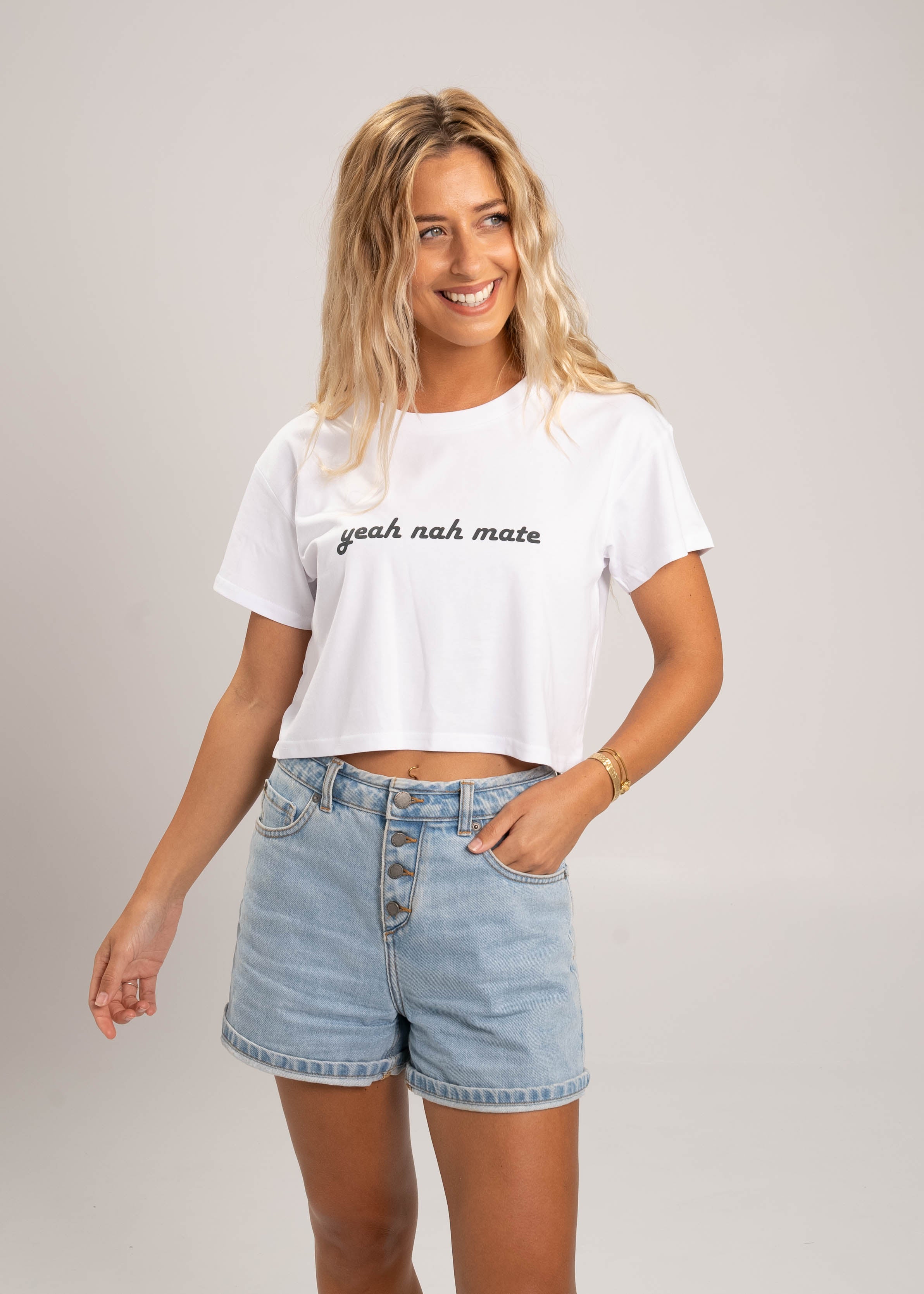 Dr.Moose T-Shirts Crop White / M Yeah Nah Mate Crop
