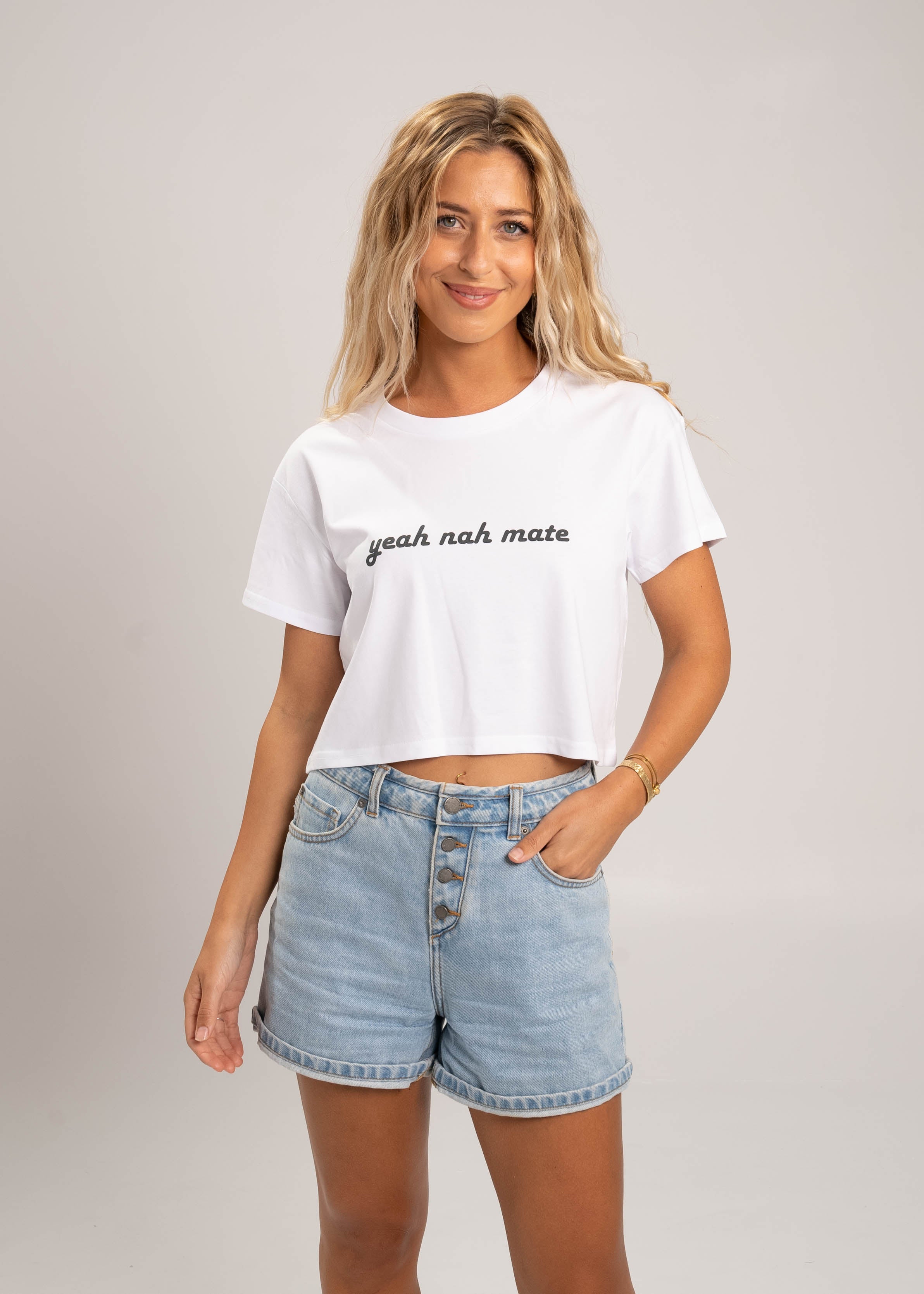 Dr.Moose T-Shirts Crop White / S Yeah Nah Mate Crop