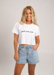 Dr.Moose T-Shirts Crop White / XS Yeah Nah Mate Crop