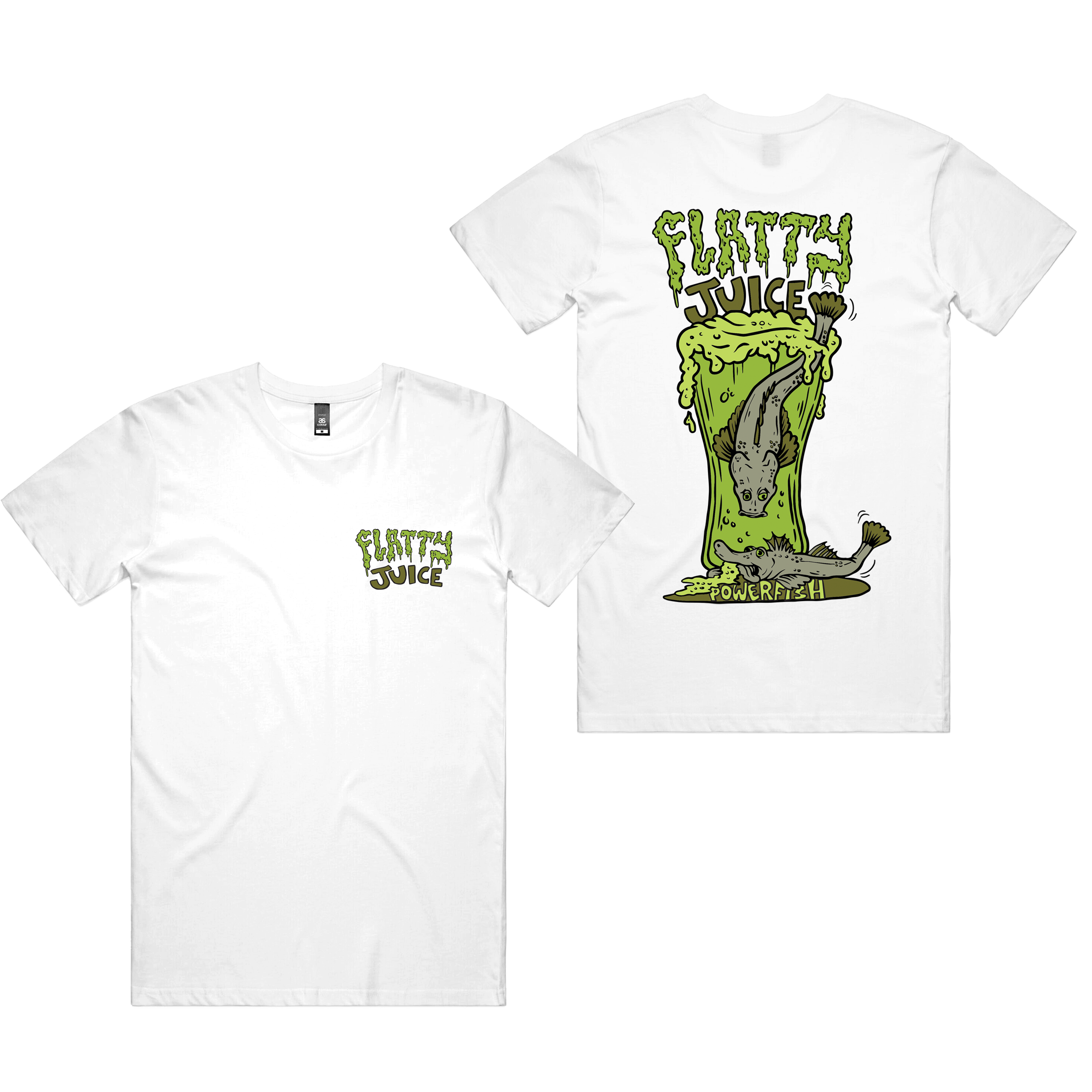 Dr.Moose T-Shirts Powerfish Flatty Juice White Tee