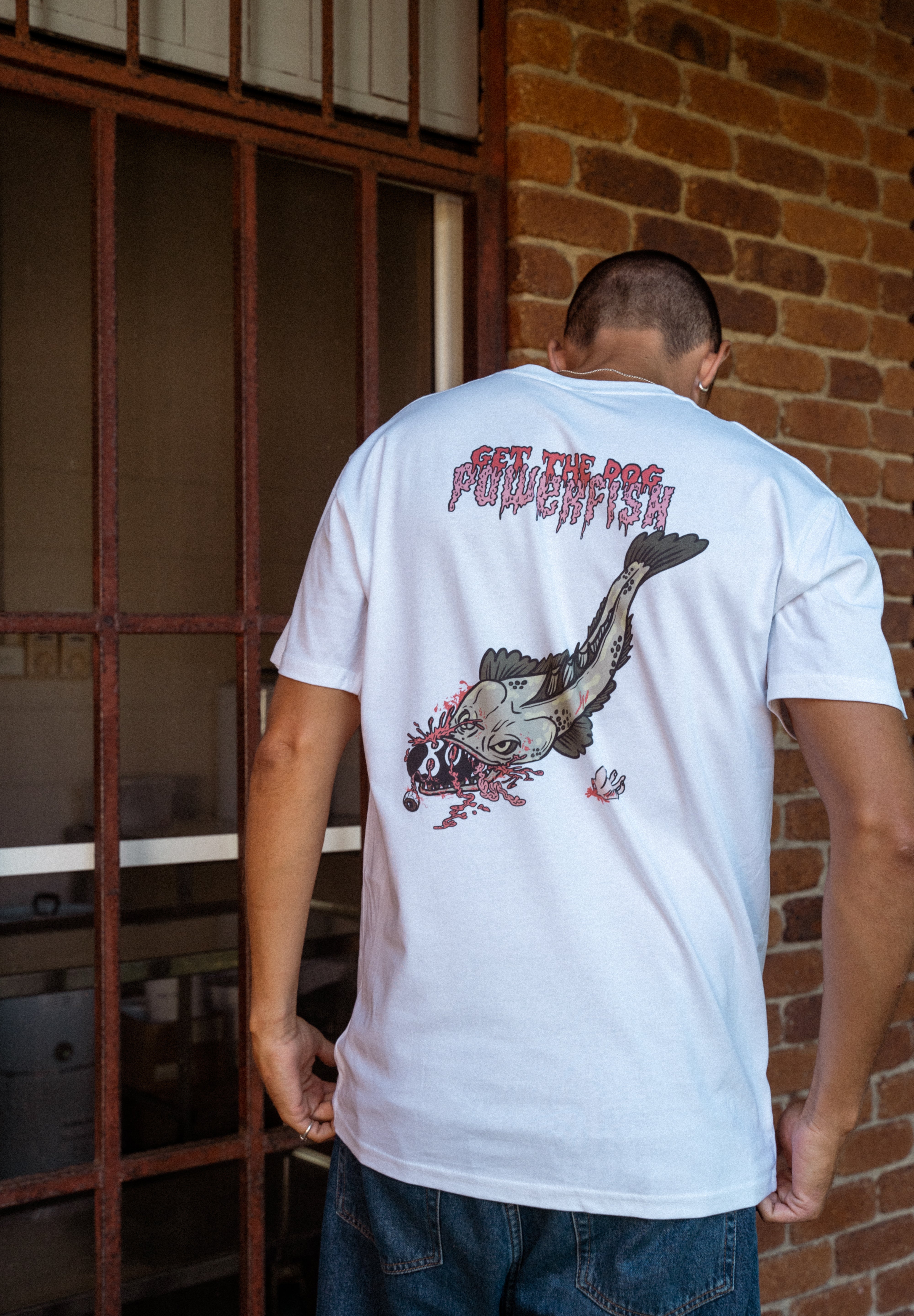 Dr.Moose T-Shirts Powerfish Get The Dog White Tee