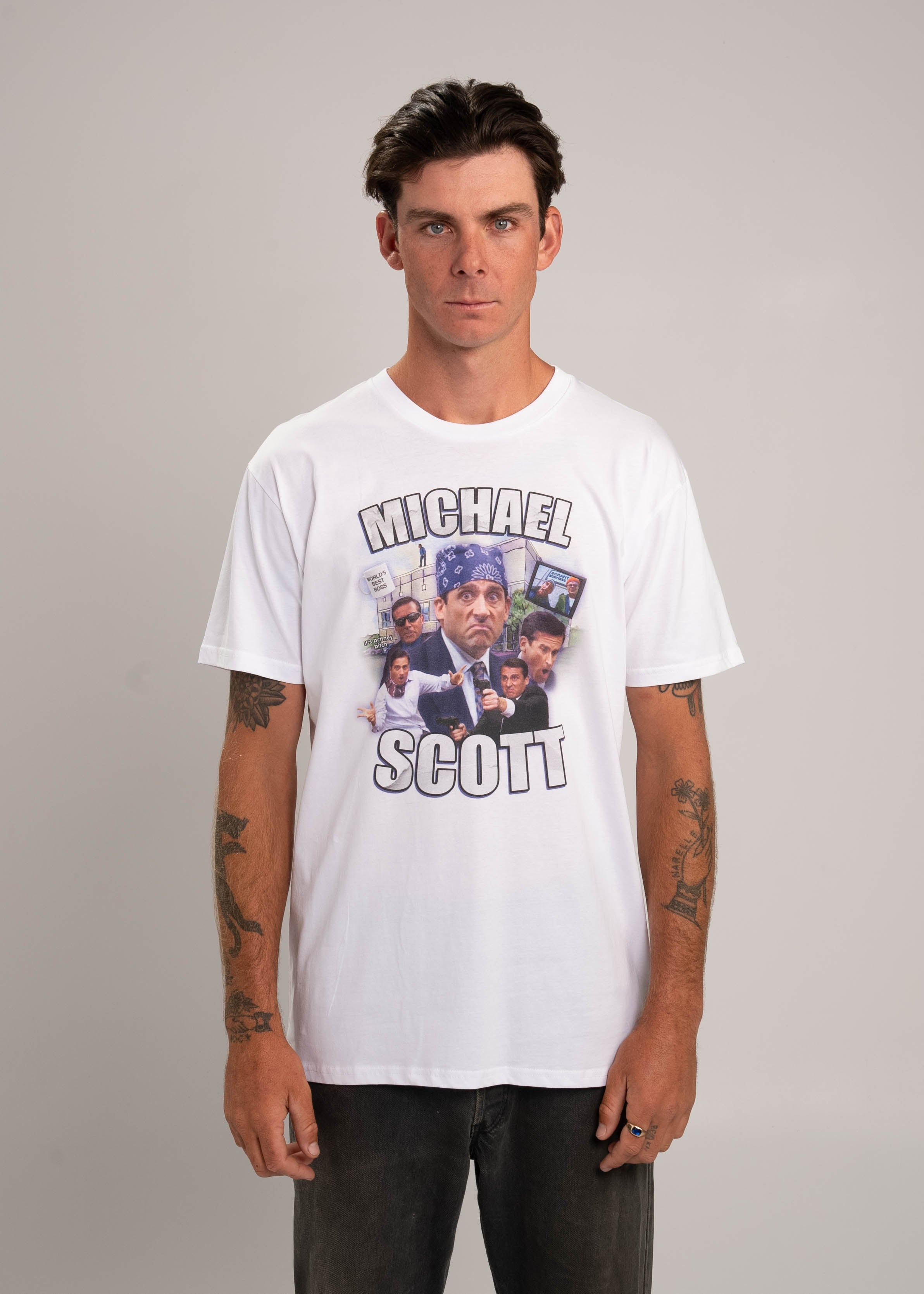 Dr.Moose T-Shirts T-Shirt White / XL Michael Scott 90's Bootleg Rap T-Shirt