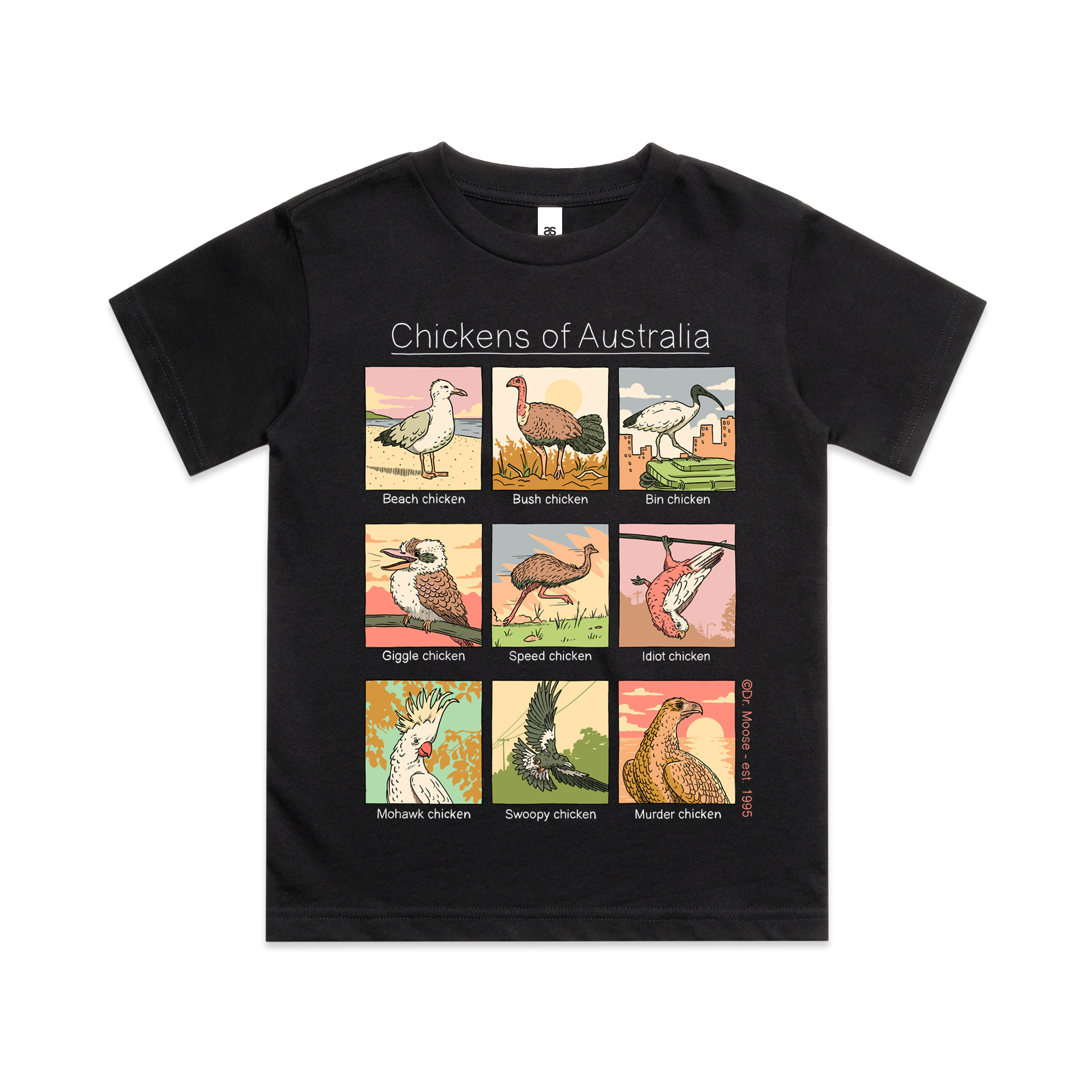 Dr.Moose T-Shirts T-Shirts Black / 2 Chickens of Australia KIDS T-Shirt