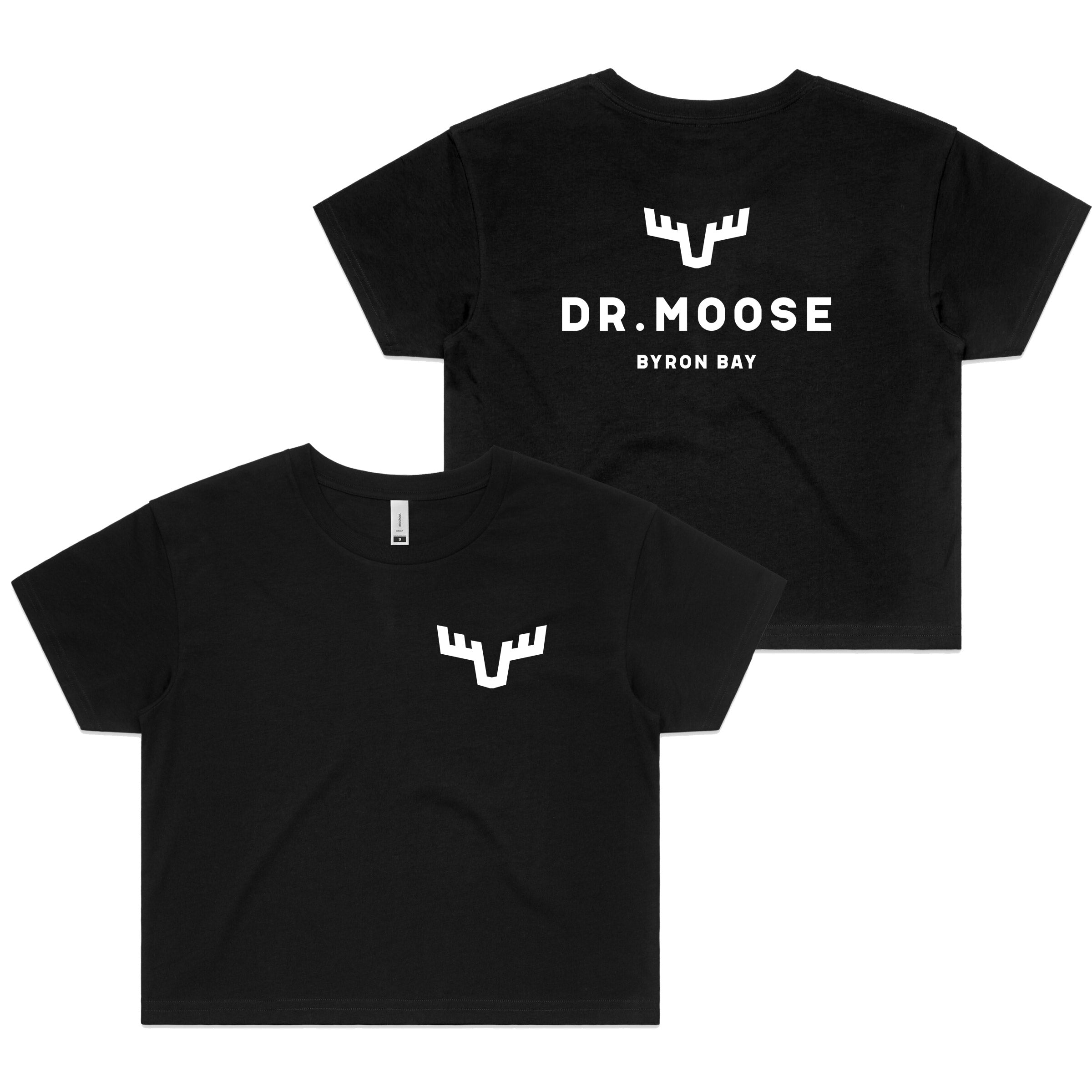 Dr.Moose T-Shirts Crop Dr. Moose Antlers Black Crop